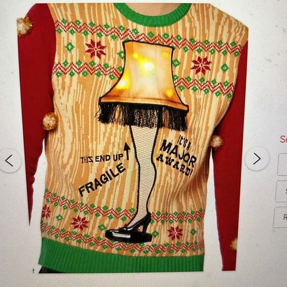 LIGHTS UP TALKS A Christmas Story Leg Lamp Ugly Christmas Sweater NWT - Picture 13 of 15